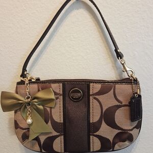Coach Brown Signature Wristlet